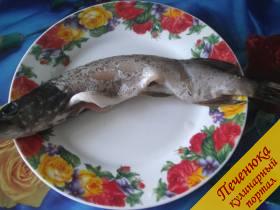1) При помощи рыбочистки или ножа почистим рыбу и удалим из нее внутренности.