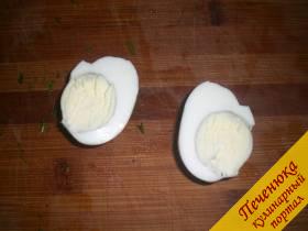 8) Отварить яйцо, почистить и разрезать напополам