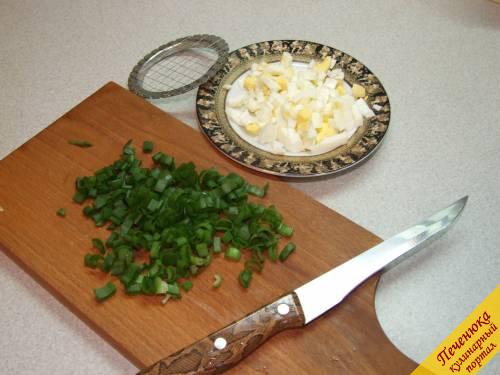 7) В тарелку индивидуально каждому добавить мелко нарезанный зеленый лук, измельченное вареное яйцо и сметану.