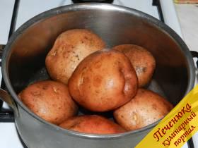 1) Картошку помыть и сложить в кастрюлю. Она должна быть примерно одинаково размера, тогда вся картошка будет готова в одно и то же время.